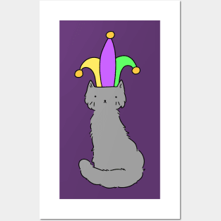 Jester Hat Blue Cat Posters and Art